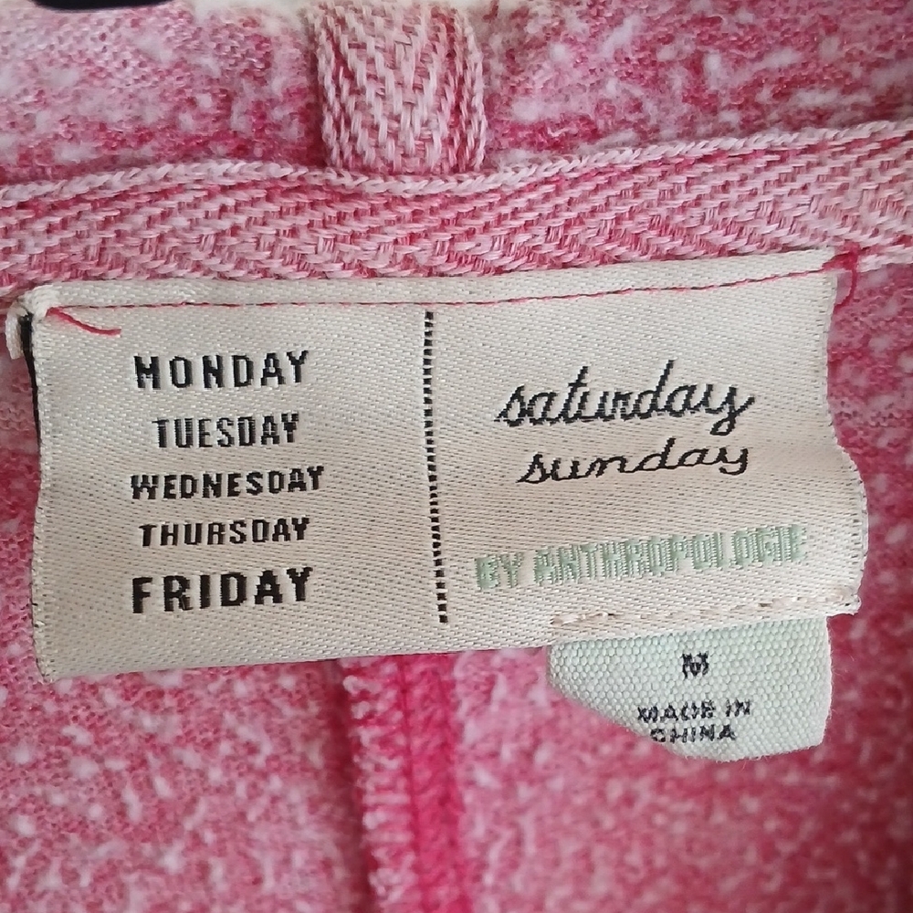 Anthropologie Pink V-Neck Pullover Hoodie Womens Medium - Picture 2 of 6